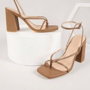 Nude/tan block heel sandals